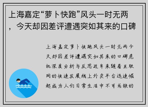 上海嘉定“萝卜快跑”风头一时无两,今天却因差评遭遇突如其来的口碑危机!