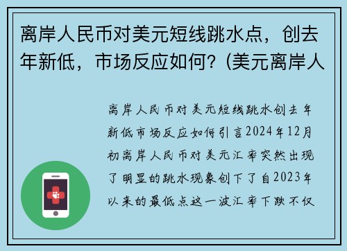 离岸人民币对美元短线跳水点,创去年新低,市场反应如何?(美元离岸人民币大跌意味着什么)