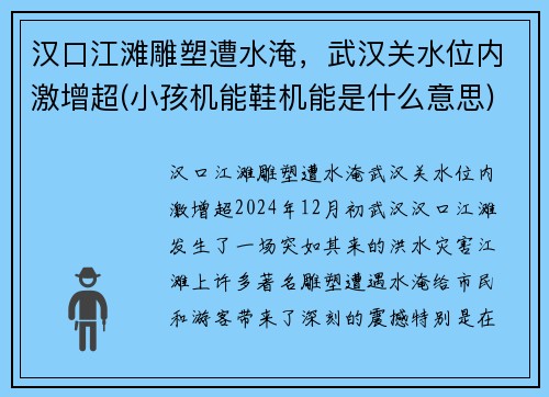 汉口江滩雕塑遭水淹,武汉关水位内激增超(小孩机能鞋机能是什么意思)